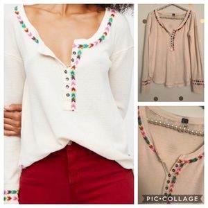 We the Free Rainbow Embroidered Thermal Size Small